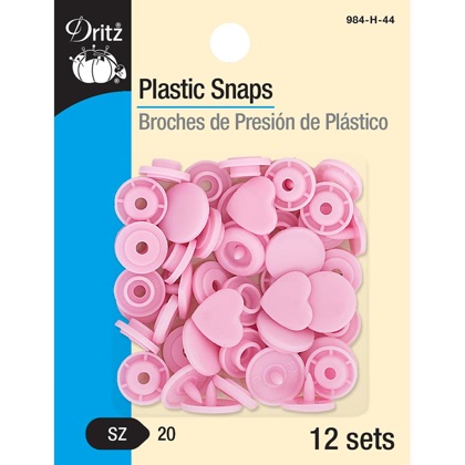 Boutons pression en plastique - Coeur rose