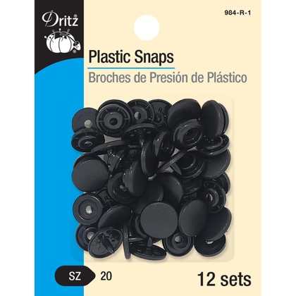 Boutons pression en plastique - Noir rond