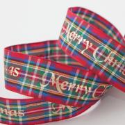Ruban Tartan Metallic Merry Christmas 15mm - Or
