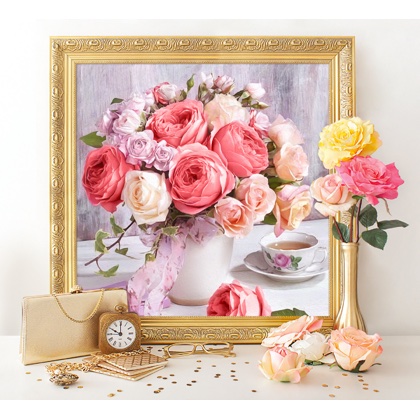 Peonies and roses