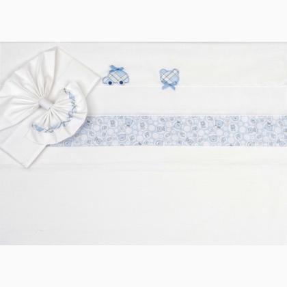 Drap lit - Ours à pois - Bleu ciel