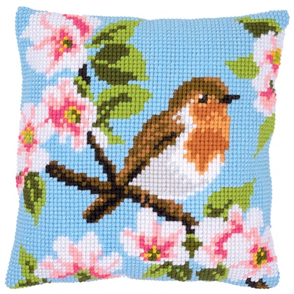 Coussin : Robin & blossoms