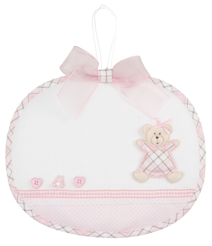 Ornement Naissance Ours écossais - Rose
