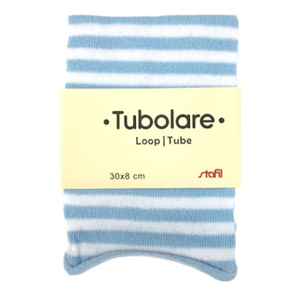 Tubulaire Élastique - Lignes - Bleu/Blanc - 30x8cm.