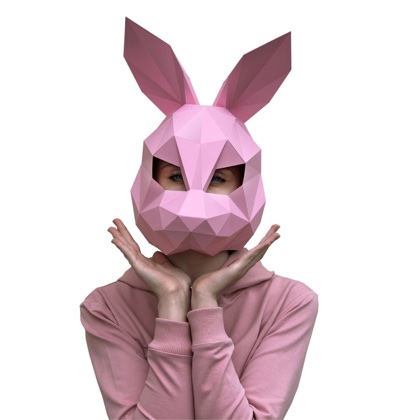 Masque de lièvre rose - Kit Papercraft