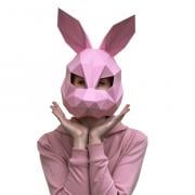 Masque de lièvre rose - Kit Papercraft