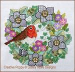 Blackwork Flowers With Robin