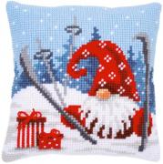 Coussin Gnome de Noël en ski
