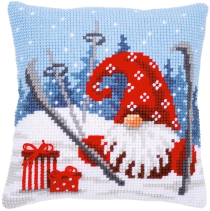Coussin Gnome de Noël en ski