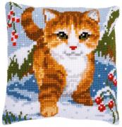 Coussin : Chat dans la neige