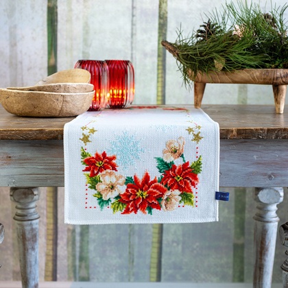 Chemin de table - Fleurs de Noël