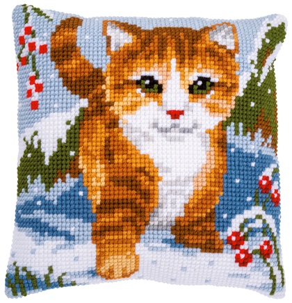 Coussin : Chat dans la neige