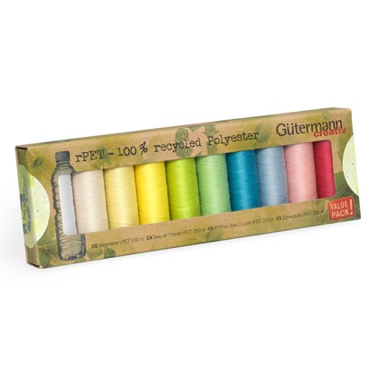 Set fils à coudre 100% polyester recyclé - Pastel