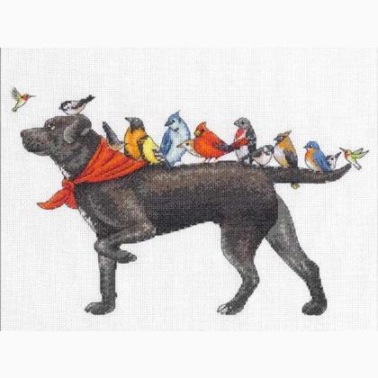 Chien avec des oiseaux