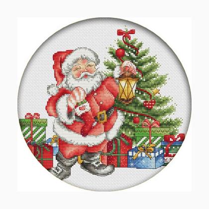 Christmas Gifts Magnet (Santa holding lantern & stocking)