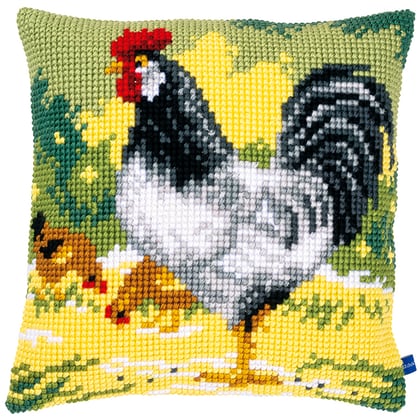 Coussin : Coq blanc