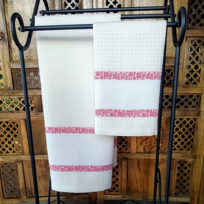 Lot de 2 serviettes - Rayon de miel - Rouge