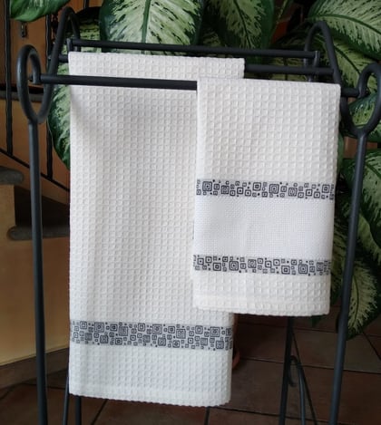Lot de 2 serviettes - Rayon de miel - Anthracite