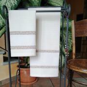 Lot de 2 serviettes - Rayon de miel - Ecru
