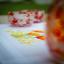 Chemin de table - Fleurs orange et papillons