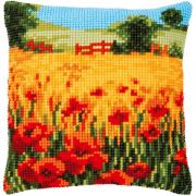 Coussin : Paysage coquelicots