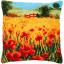 Coussin : Paysage coquelicots