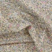 Voile imprime coton bio - Fleuri bleu et rose