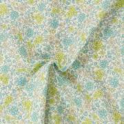 Voile imprime coton bio - Fleuri jaune et ciel