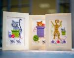 Cartes à broder : Chats ludiques