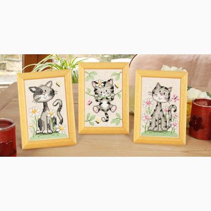 Chats dans les fleurs - Set de 3