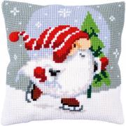 Coussin : Gnome de Noël sur la glace