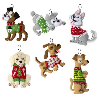 Kit Décorations en feutrine set de 6 - Chiens