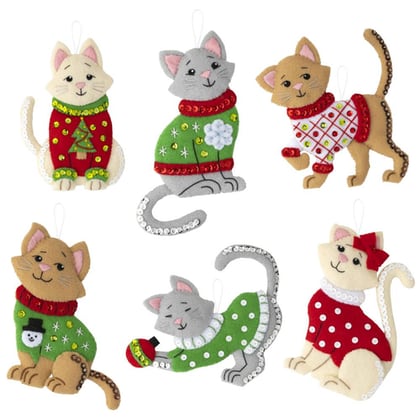 Kit Décorations en feutrine set de 6 - Chats