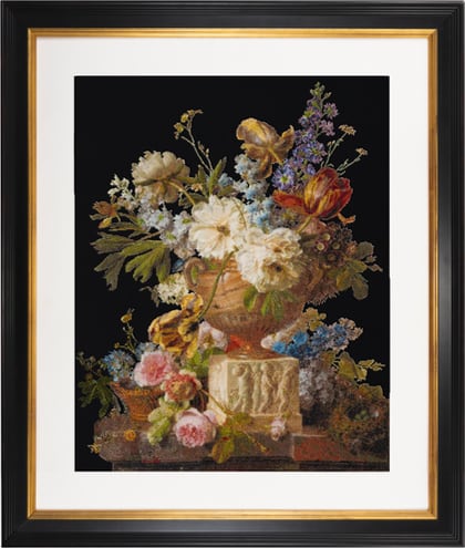 Still Life with Flowers in a Alabaster Vase - Noir - Aida