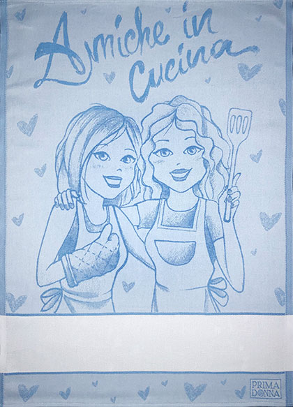 Serviette - Copines Dans La Cuisine - Bleu Clair