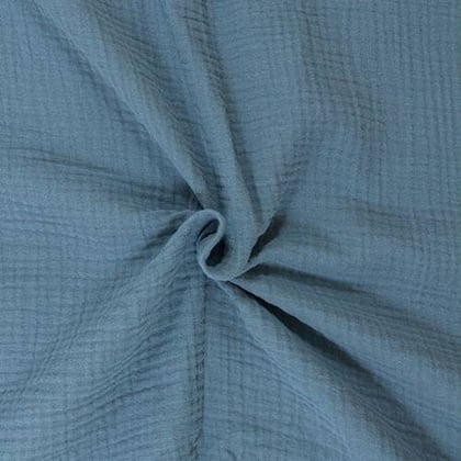 Double gaze unie coton bio - Bleu Acier
