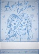 Serviette - Copines Dans La Cuisine - Bleu Clair