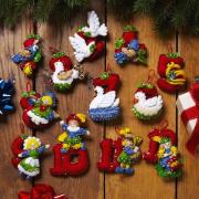 Kit Décorations en feutrine set de 6 - Twelve Days of Christmas