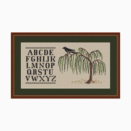 Crow On A Willow Tree AlphabetSampler