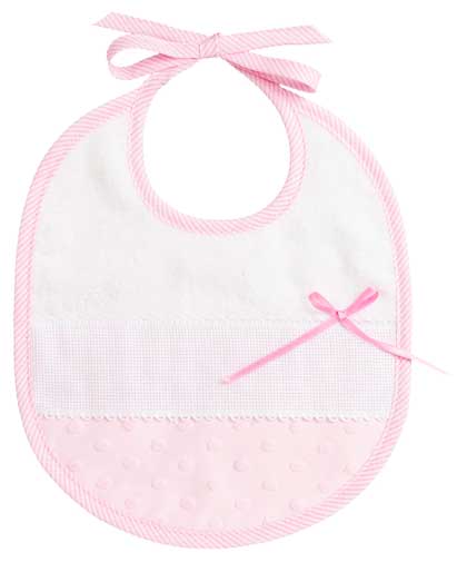 Bavoir Tartan - Pois 3D Rayures - Rose