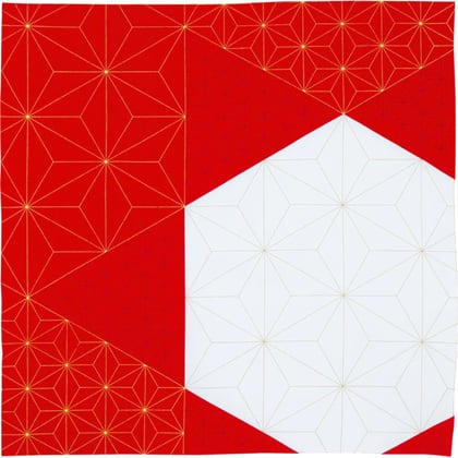 Hare Tsutsumi Furoshiki - Leaf and Tortoiseshell Red