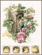 Nichoir avec des roses