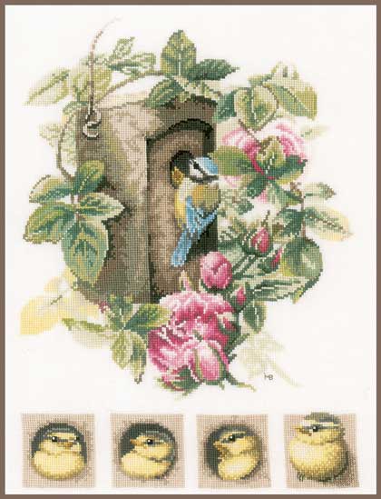 Nichoir avec des roses