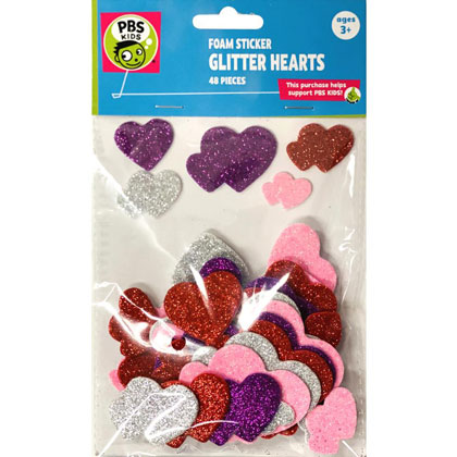 Scintillante autocollants en mousse - Coeurs