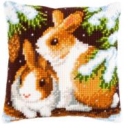 Coussin : Lapins dans la neige