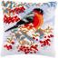 Coussin : Bouvreuil en hiver