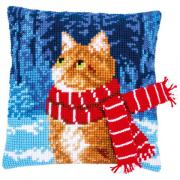 Coussin : Chat avec écharpe