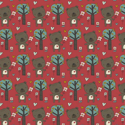 Cute Forest on Red
