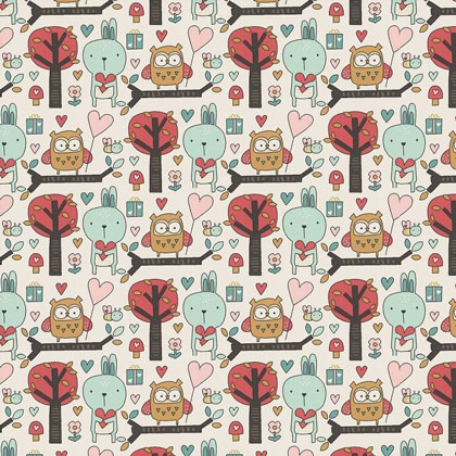 Owls On The Branches on White
