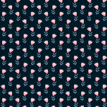 Folk Little Flowers on Blue